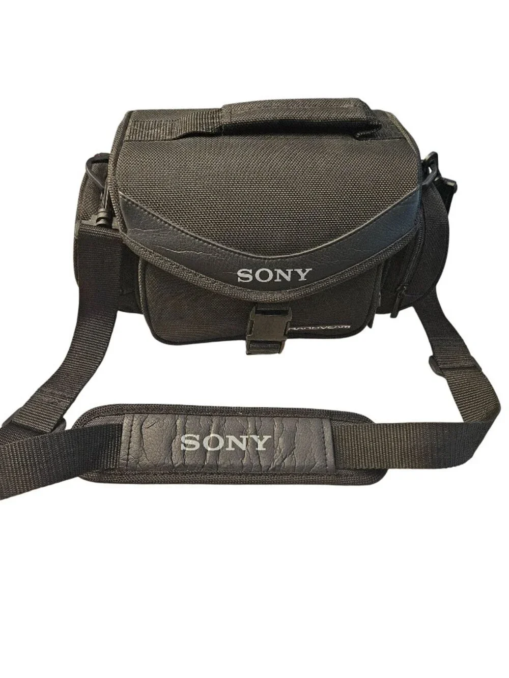 Sony Black Handycam Camera Bag Adjustable Strap Multiple Compartments pockets